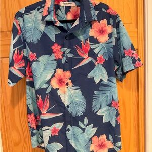 Tommy Bahama Men's Tropical Floral Shirt - Blue and Red
